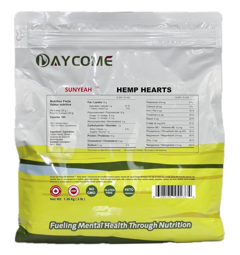 SUNYEAH Canadian Hemp Hearts, 3 lb hulled Hemp Seeds, Saskatchewan Harvest, Shelled Hemp Seeds, Great for Smoothies, yogurt & salad, Non-GMO, Vegan, Keto, Gluten Free - Image 2